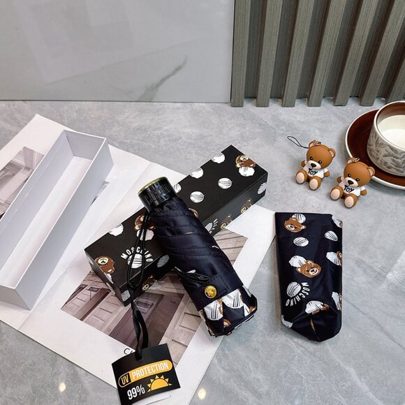 Moschino  Teddy Bear Print Black Folding Umbrella - Picture 7 of 9